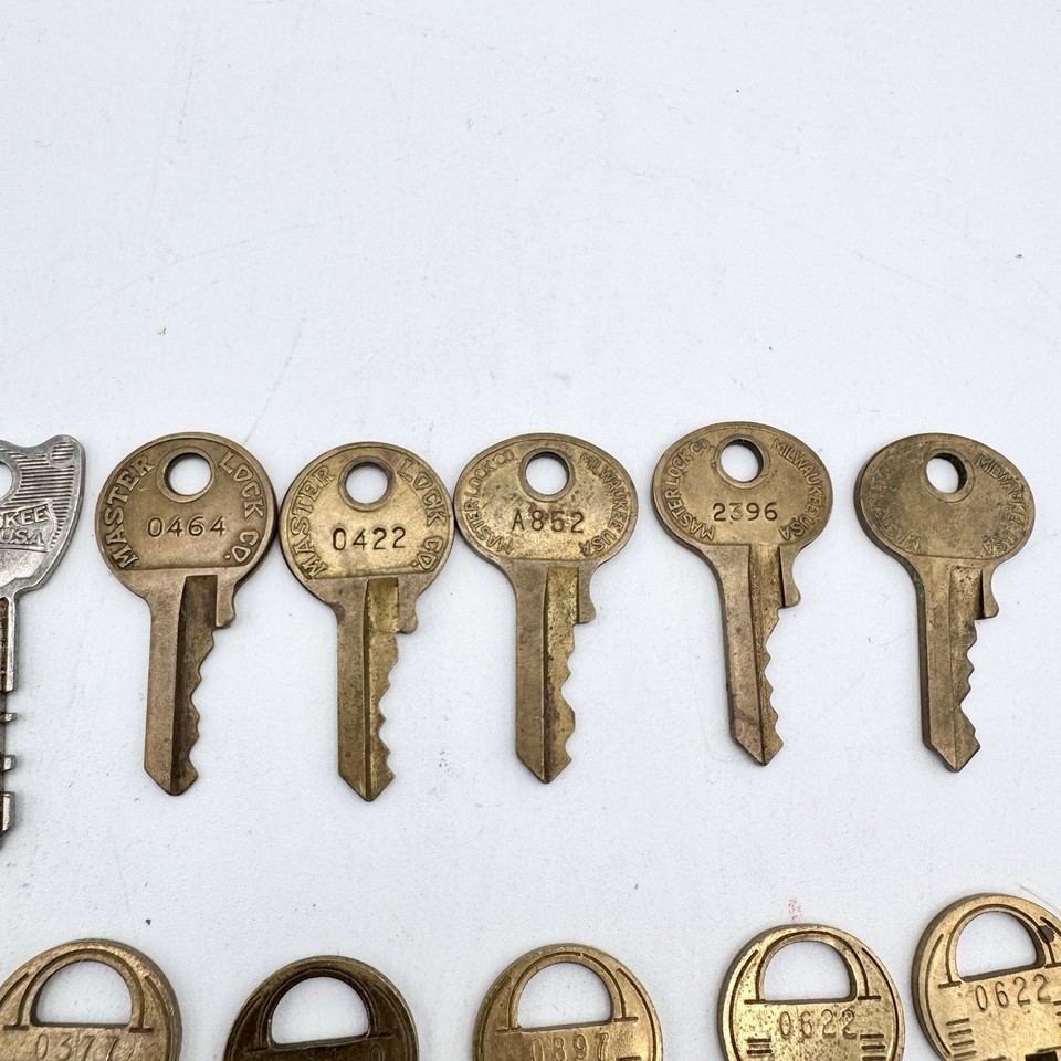 Vintage Master Lock Keys Lot Of 24 Different Shapes Sizes Walking Lion ...
