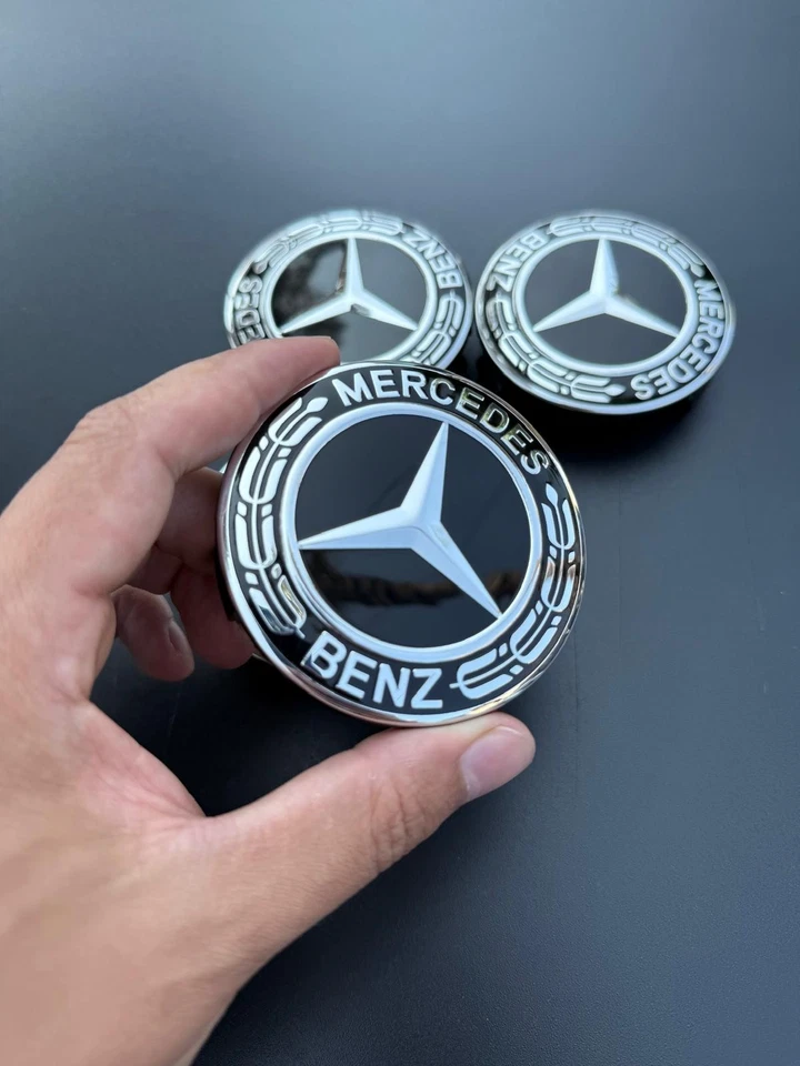 4PCS For Mercedes-Benz Dark Black Wheel Center Hubcaps Emblem Rim Cap 1Set 75mm - Image 3 of 4