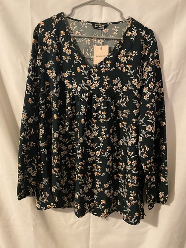 Bloomchic Black Floral Blouse Long Sleeve Woman’s Size 18-20 New