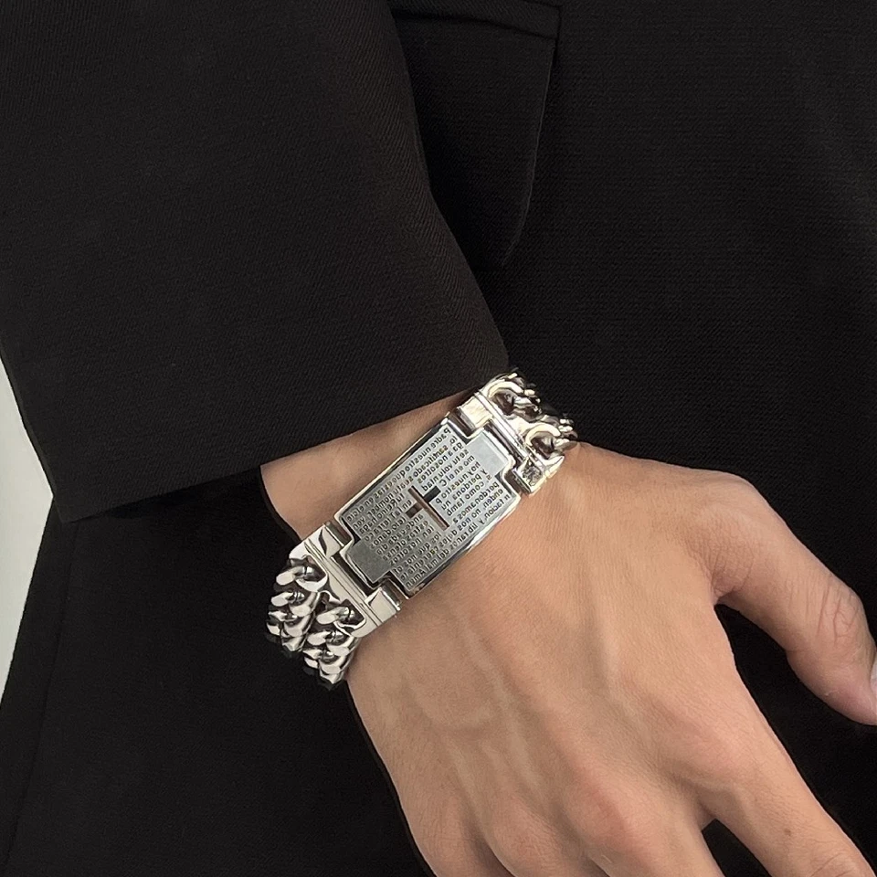 Pulsera Cruz Cubana Para Hombre | Pulsera Cruz Cadena Cubana Plata | Pulsera Hombre Foto 3 de 3