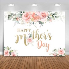 Happy Mothers Day Backdrop Blush Pink Floral 7x5ft Photography Background