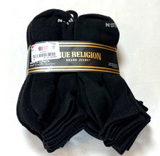 NWT True Religion 12 Pack Half Cushioned Quarter Socks, Black - Men Shoe 8-12.5