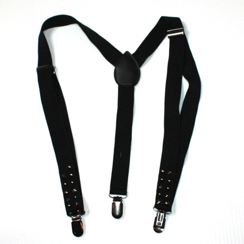 Girl's Black Suspenders with Stud Embellishments One Size