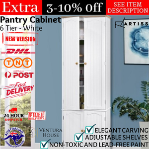 1.8m Wooden Kitchen Pantry Cabinet Storage Tall Cupboard ...