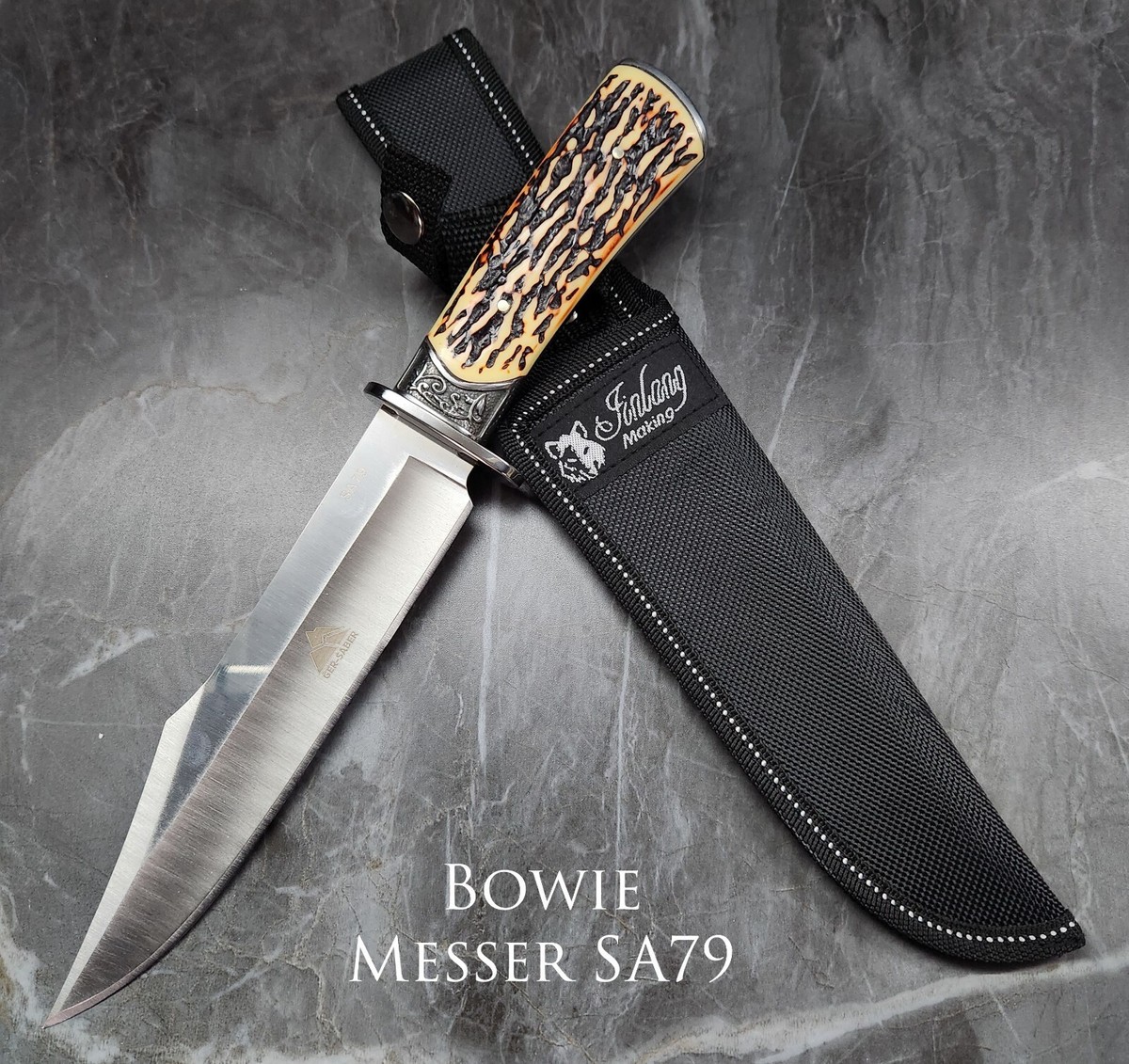 XL Survivor Messer HORN Design SA79 Jagdmesser Bowie Knife + 