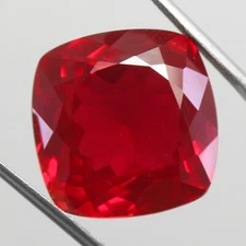 Natural 38.50 Ct Certified Burma Pigeon Blood Red Ruby 19x19 mm Cushion Gemstone