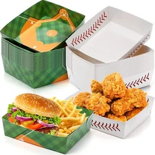 Teling 36 Pcs Baseball Theme Party Supplies Large 5 lb Baseball Plates Trays Foo