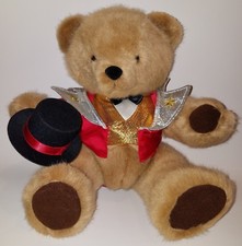 VTG Dakin Brown Teddy Bear Plush 15" Jointed 1991 Magician Hat Red Ringmaster