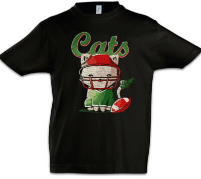Cats Football Kids Boys T-Shirt Cat Love Addiction Addicted Helmet Fun Player