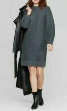 Prologue Women's Puff Sleeve Crewneck Sweater Dress