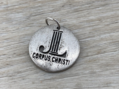 Fronleichnam Texas Monogramm Buchstabe Motiv Sterlingsilber Medaille Charm Anhänger