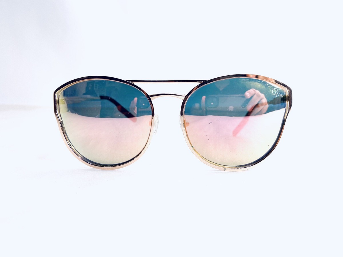 Quay Australia Gold Cat Eye Sunglasses Rose Gold Mirror Lens 