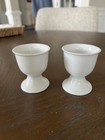 White Ceramic Porcelain Egg Cup Holders Pedestal Foot Modern - Set of 2 MINT — photo 1