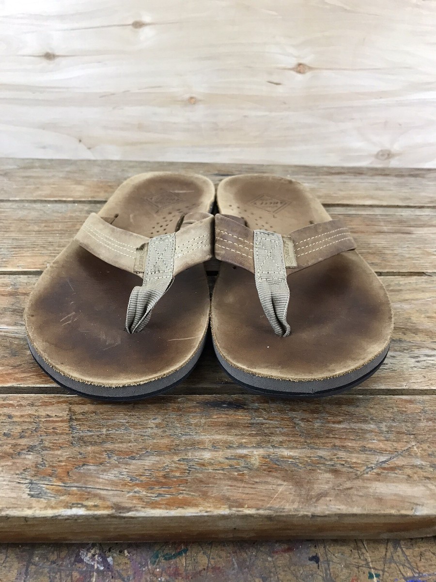 Vintage Reef Brown Leather Flip Flops Sandals Men Size 7