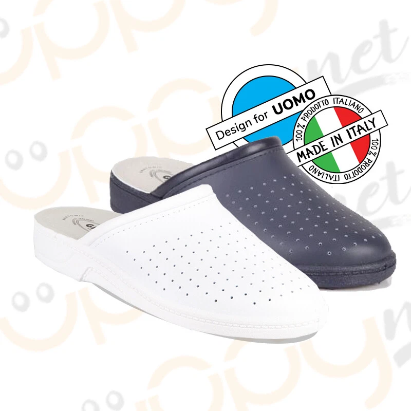 Ciabatte infermiere Uomo pantofole sanitarie Fly dottore pelle Made in  ITALY