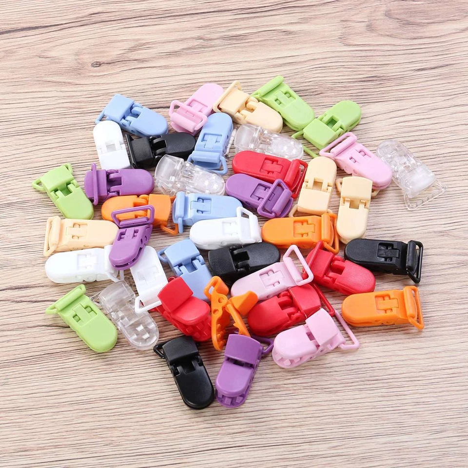 100Pcs Plastic Pacifier Clips Holder Bulk Baby Infant Girls Boys Dummy Clips - image 2 of 4