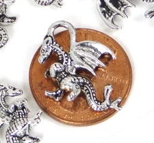 10 Dragon Charms Antique Silver Pewter / Alloy Charm 14x16mm
