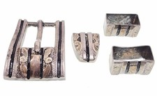 Vintage Signed Mexican 925 Sterling Silver Belt Hardware 23 Grams