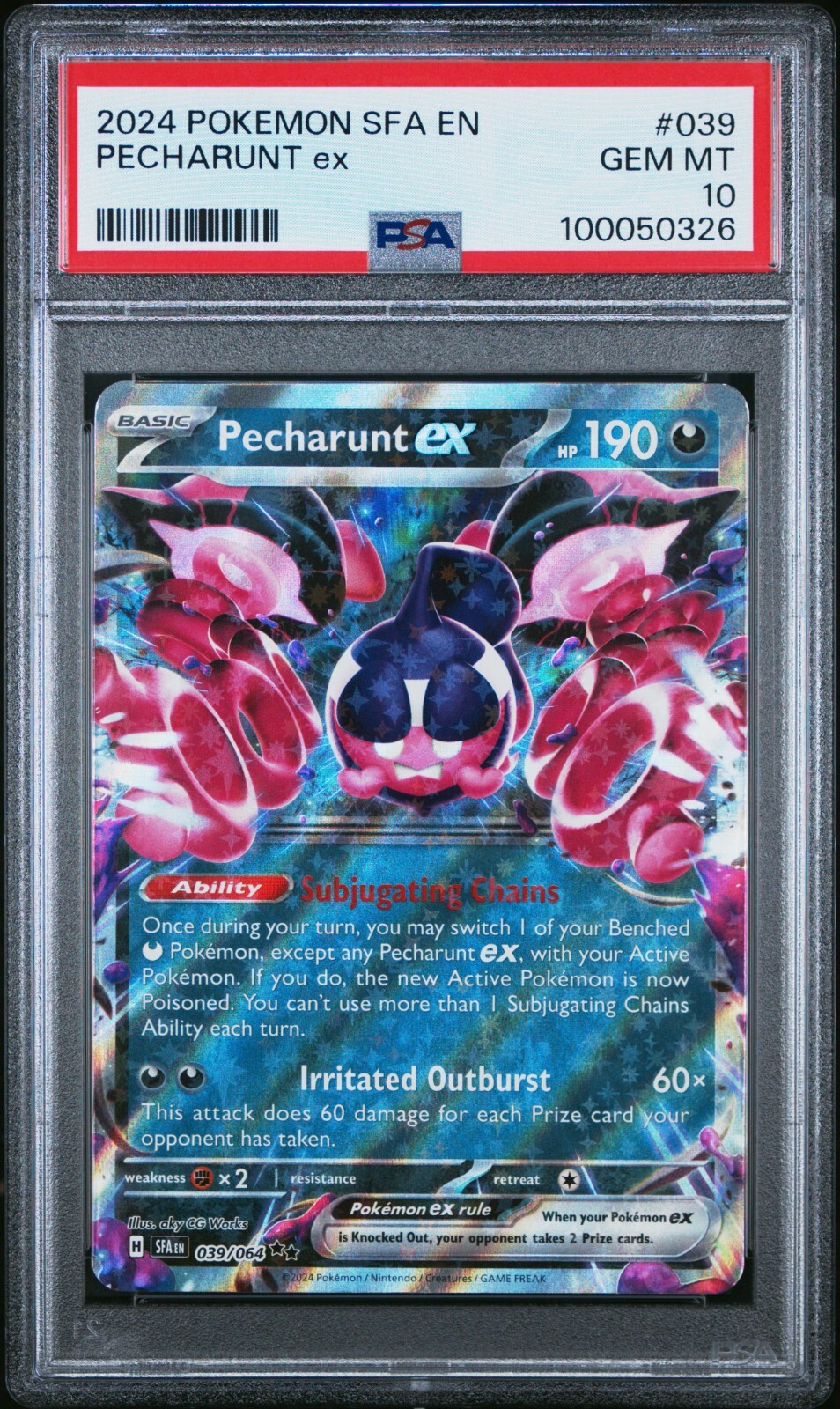 PSA 10 GEM MINT Pecharunt EX 039/064 POKEMON SV: Shrouded Fable :: PURPLE ::