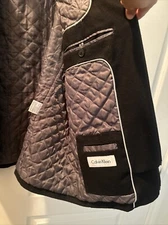 Wool Blend Pea Coat Calvin Klein Men’s Charcoal Black Zipper Winter Jacket