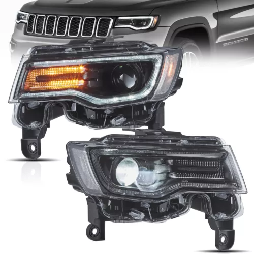 VLAND Paar LED Scheinwerfer für Jeep Grand Cherokee 2014–2022 Blue DRL Start-up - Bild 1 von 18
