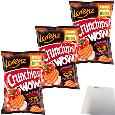 Lorenz Crunchips WOW Paprika & sour Cream geriffelte chip 3x110g Beute usy Block