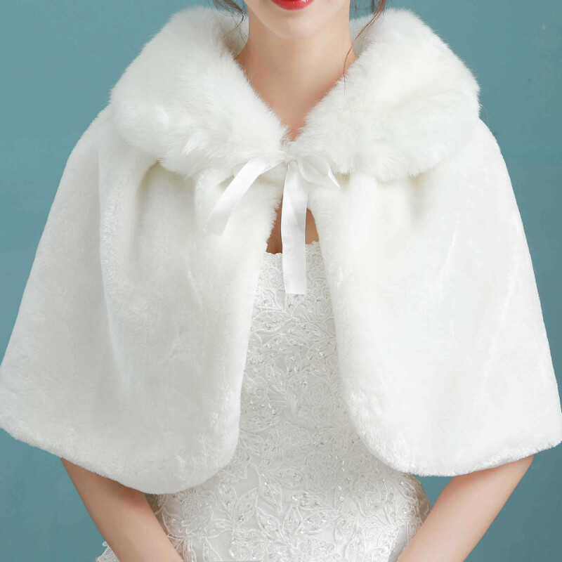 Boléro En Fausse Fourrure Blanche - Veste Cape Courte Pour Soirée, Taille Unique, élégant