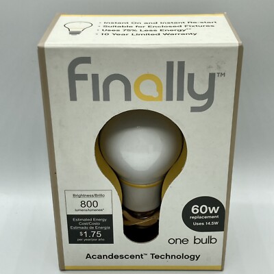 RARE Finally 60 W Replacement Acandescent Technology Light Bulb 14.5 W A19 Type