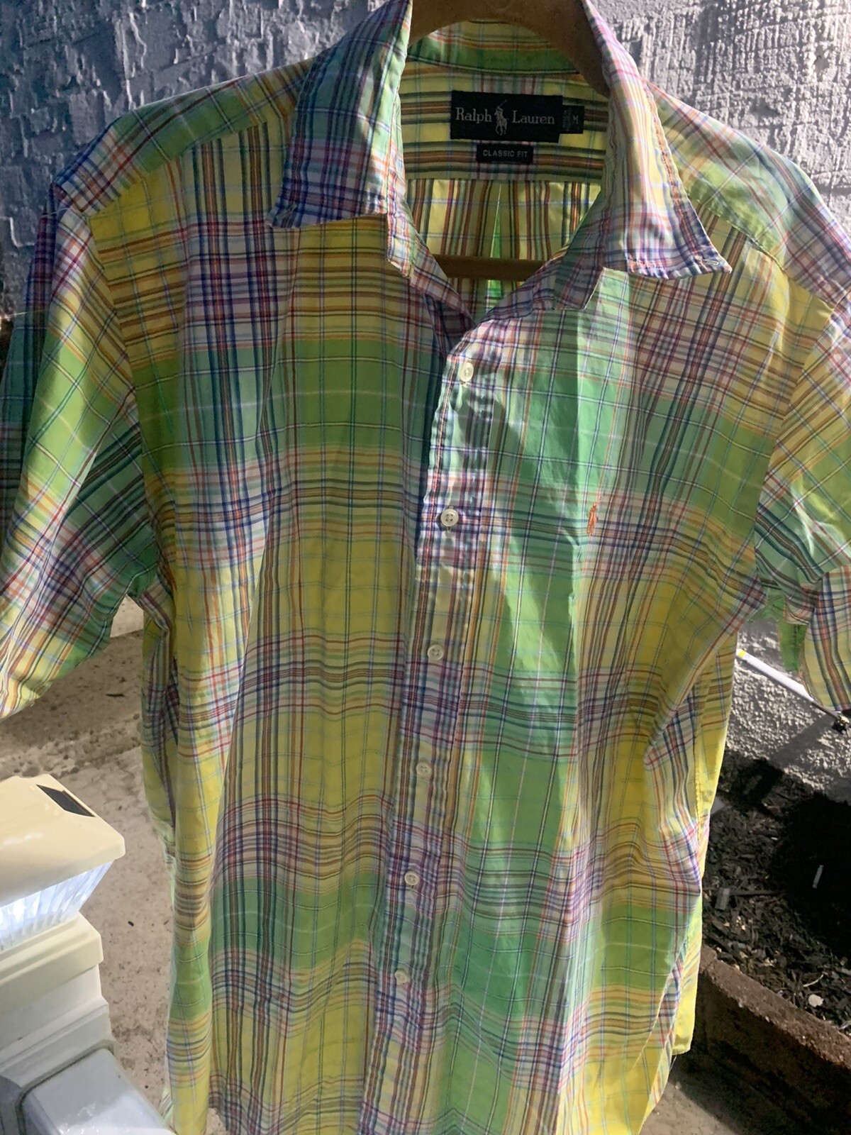 vintage Polo Ralph Lauren Striped Shirt Summer colorful Plaid button down Sz M thumbnail 2