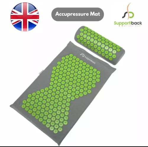 Acupressure Mat & Pillow Set for Back Pain, Stress Relief & Circulation with Bag