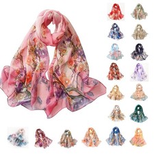 Floral Lightweight Fashion Scarf Women's Chiffon Printed Soft Wrap 63 x 19"