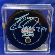 Nathan MacKinnon Lake Tahoe Outdoor Signed Official Game Puck