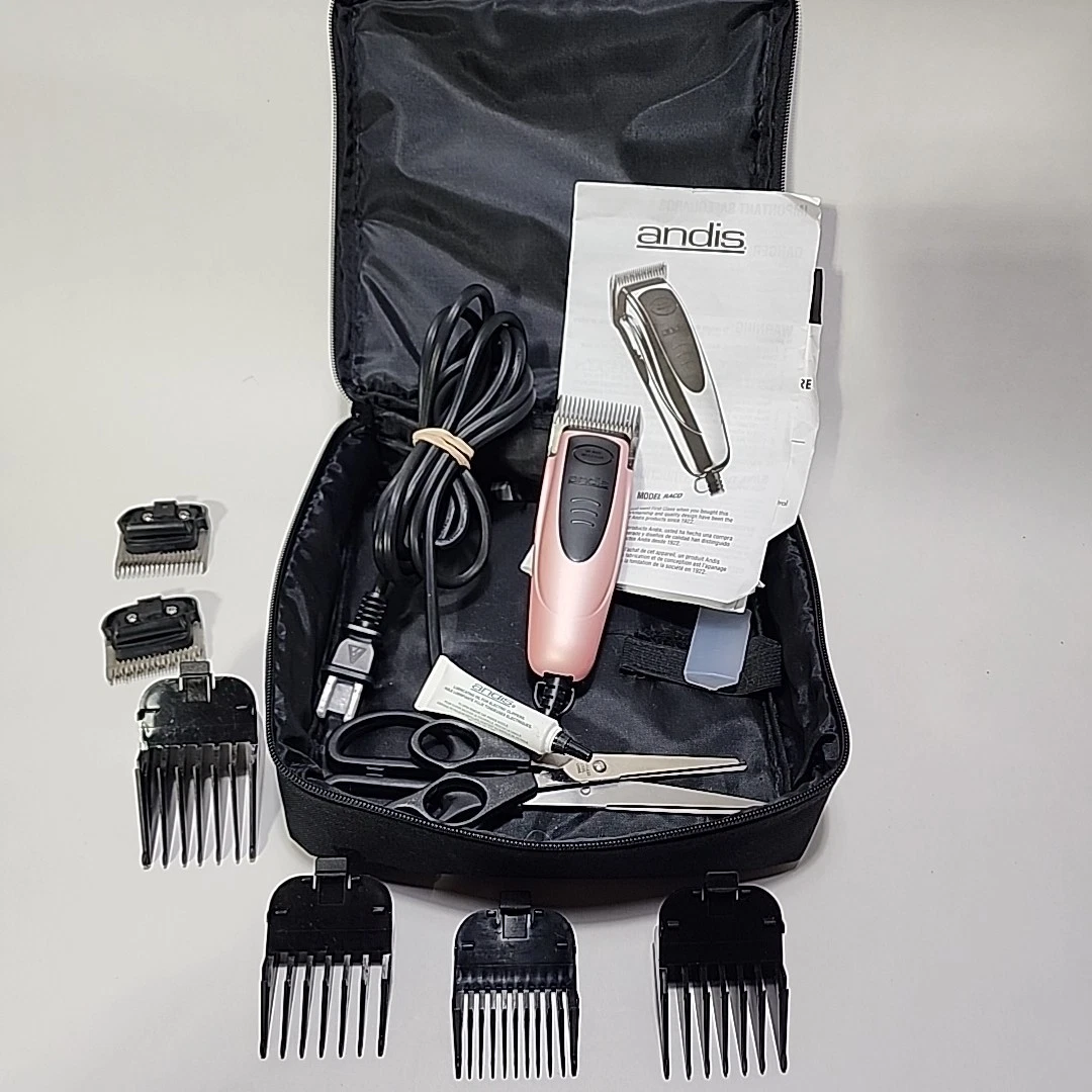 Andis Pet Clipper Model RACD w/Guards & Carrying Bag No.4 No.7 No. 10 Pink Razor