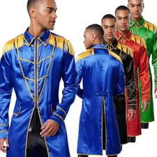 Men Long Coats Uniform Tailcoat Lion Tamer Master Jacket Masquerade Cardigan