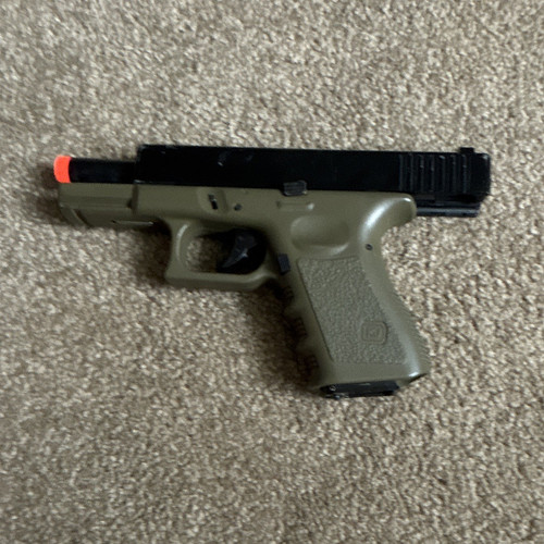 Kjw Two-Tone Black/OD Green Gas Airsoft Pistol w/ Orange Tip