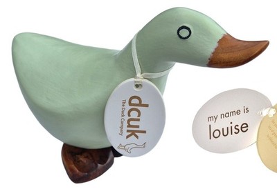 12 cm DCUK handgeschnitzte Bambus Wurzel Ente Pastell GRÜN Holz ENTE Ornament | LOUISE