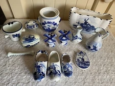 VTG Delft Blue Earthenware Dutch Pottery & Ucagco Japan Vase Planter Lot