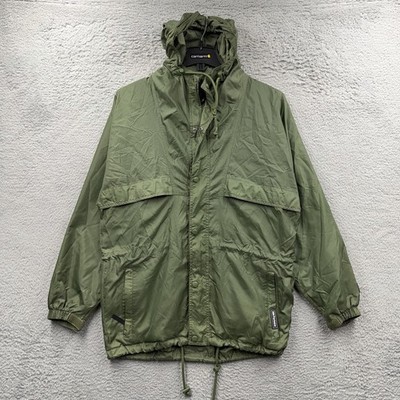 VINTAGE Helly Hansen Jacket Mens Small Green Windbreaker Parka Coat Packable