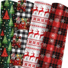 Christmas Wrapping Paper – Holiday Designs with Red Green Xmas Trees, Cute Gnome