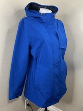 Pendleton Coat Outerwear Rain Hooded Sz L Fitted Blue Plaid Lined w/Pockets