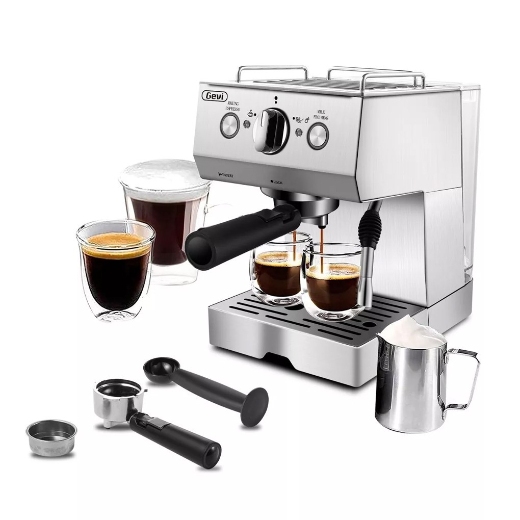 Gevi Espresso Machine With Milk Frother Stainless Steel Espr