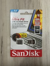 NEW SanDisk 128GB Ultra Fit USB 3.0 Flash Drive up to 130 MB/s Black Silver RARE