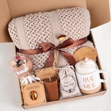 Get Well Soon Gift Baskets for Women, Earth Tone Self Care Package Box After