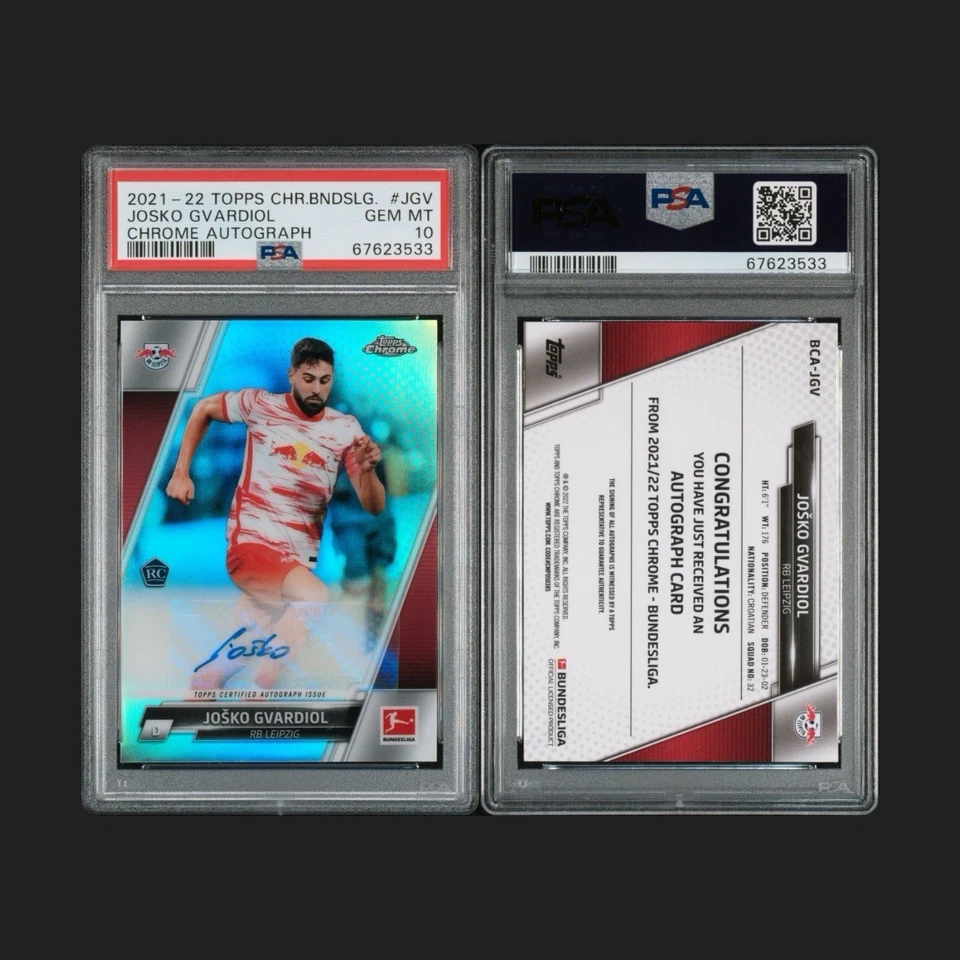 2021-22 Topps Chrome 德甲 Josko Gvardiol 新秀签名 PSA Gem 完好 10 Pop 3 — 第 3/3 张图片