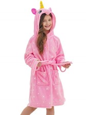 Soft Unicorn Hooded Bathrobe Sleepwear - Unicorn Gifts for Girls Pink A 10-11...