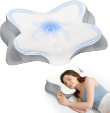 Cervical Neck Pillow, Ergonomic Memory Foam Pillows for Neck Pain Relief with Br