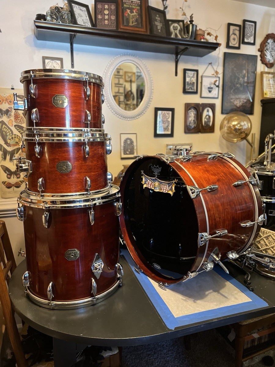 Gretsch 1970s Stop Sign Badge Walnut Lacquer Jasper Shell Drum Set