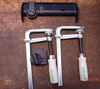 OLDER FESTOOL SAW RAIL CLAMPS AND END PROTECTOR
