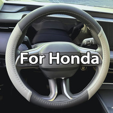 Leather BlackGray 15" Diameter Car Steering Wheel Cover for ALL HONDA ACCORD