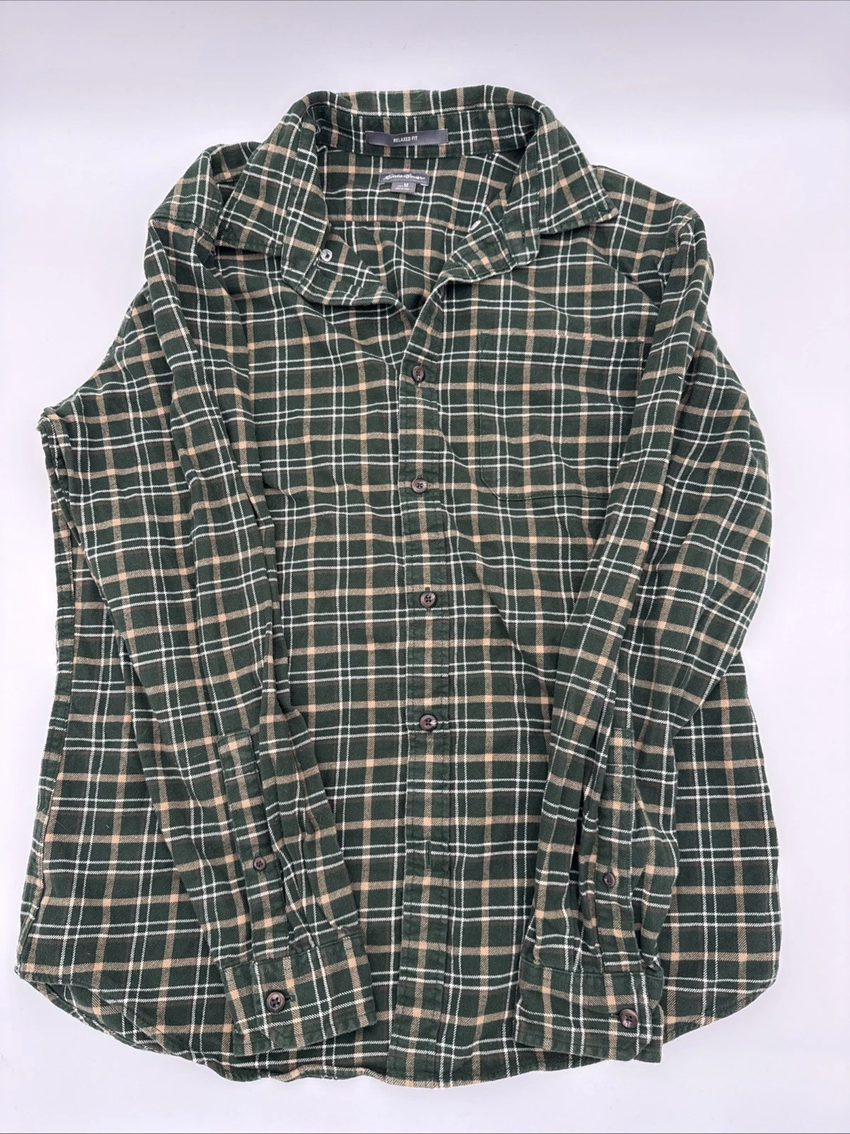 Eddie Bauer Men's Long Sleeve Flannel Shirt, Button-Up, Plaid, Size M